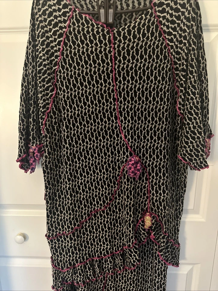 Palomitas de maíz vintage de encaje tejido 2 piezas Túnica y maxi falda, ¡increíble! Foto 2 de 4