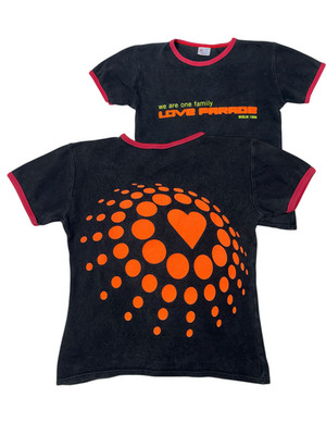 Vintage 1996 Love Parade We Are One Family Techno Rave Ringer T-shirt Size 32