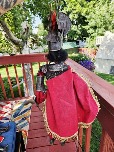 5 Vintage Antique Knight Italian Sicilian Puppet Marionette Wood Brass Armor Lot - Picture 9 of 18