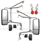 Door Mirror Stainless & Chrome Cover w/ Mount Bracket Black LH RH Fit Peterbilt