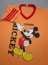 VINTAGE Disney Shirt Mens Large Mickey ringer 80s Single Stitch Velva Sheen 90s