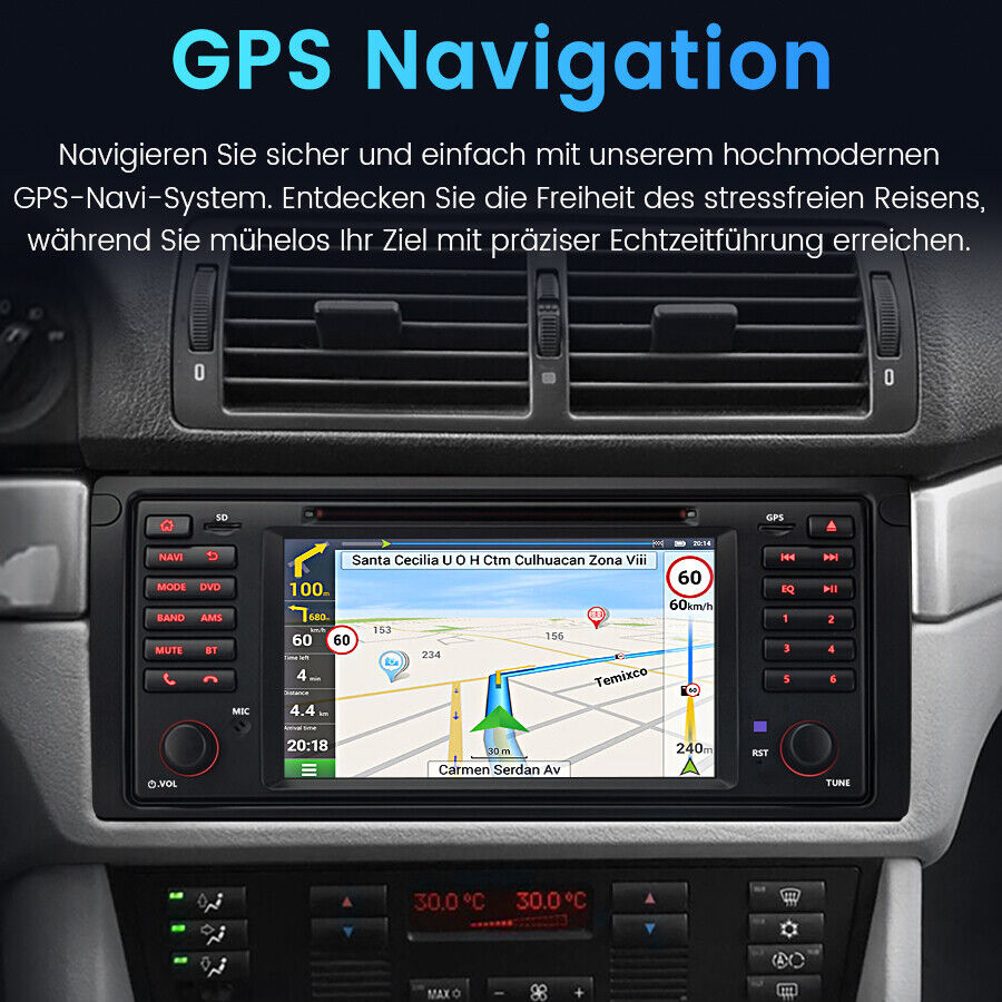 Für BMW 5er E39 X5 E53 Autoradio GPS Navi BT DAB RDS SWC DAB Inklusive SWC WIFI