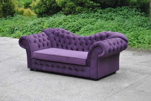 Chesterfield Couch Polster Textil Couchen Dreisitzer Wohnzimmer Sofa Lila Samt - Bild 3 von 10