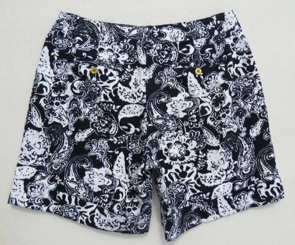 Pantalones Cortos LRL RALPH LAUREN Para Mujer Blanco Azul Marino Estampado Floral Elástico Algodón EE. UU. 10 M Foto 2 de 3
