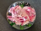 3" Art Glass Paperweight Pink/Purple Flower Clear Bottom — photo 2