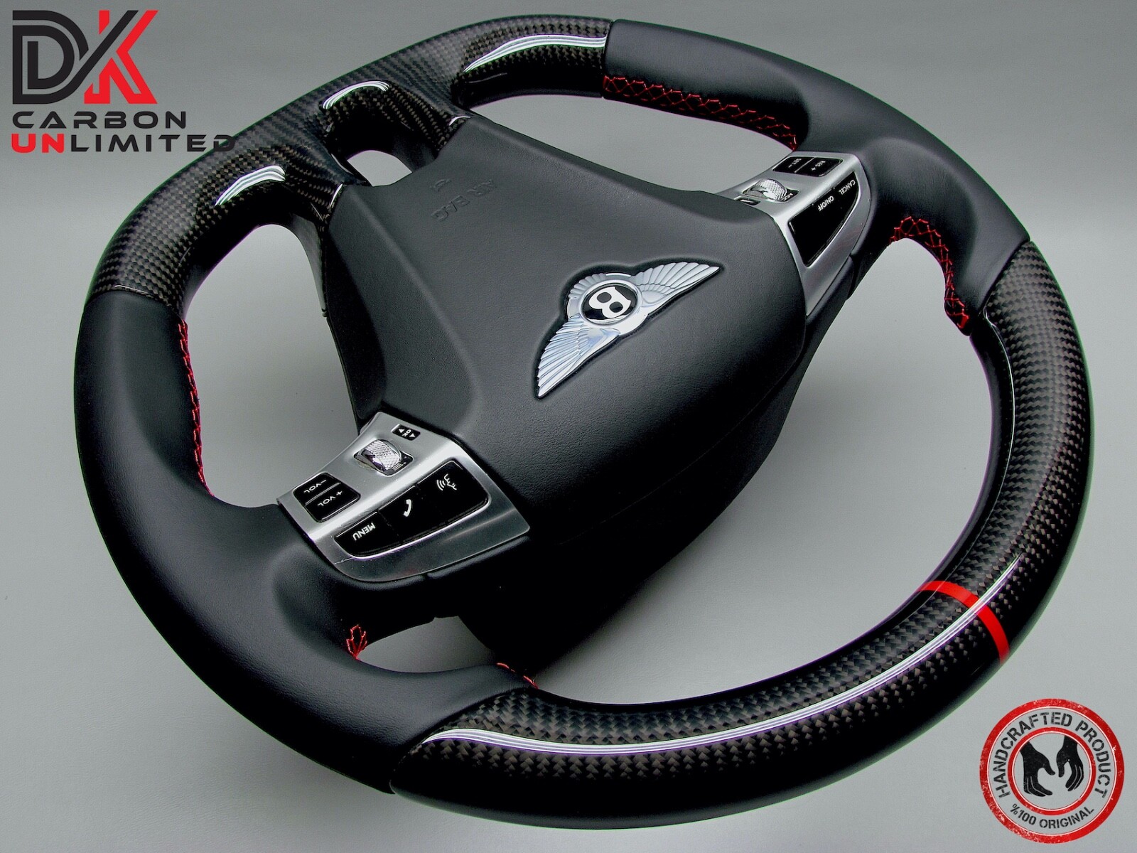 Bentley Continental GT 2011 Flying Spur Red Ring Napa Carbon Steering Wheel v1