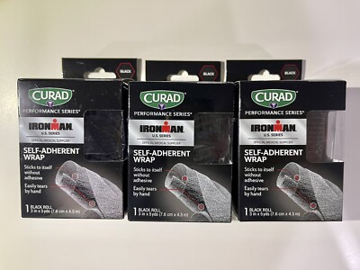 CURAD Performance Series Ironman Self-Adherent Wrap Black 3'' x 5 yds 3 Pack NEW