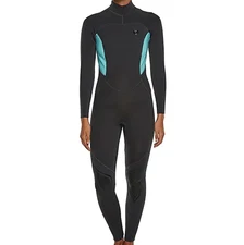 Ocean & Earth Honey Ladies Wetsuit Steamer 3-2mm LS Back Zip Black Aqua SLWE08