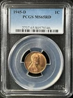 1945-D  1C RD Lincoln Wheat One Cent  PCGS MS65RD    80579346
