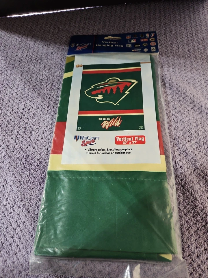 NHL Minnesota Wild Hockey Vertical Flag Hockey  27x37" Green Red WinCraft New - Image 2 of 4