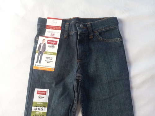 Wrangler Boys Jeans Five Star Premium Boot Cut Flex Adj Waist Size 4 Regular - Picture 4 of 9