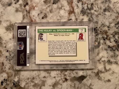 THE HULK VS SPIDER-MAN PSA 9 MINT 1990 MARVEL UNIVERSE #114 FAMOUS BATTLES SET! - Picture 3 of 3