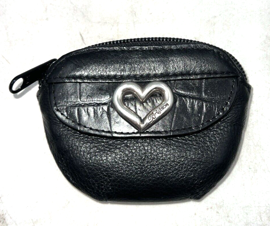Brighton Black Leather Coin Purse With Exterior Snap Pocket and