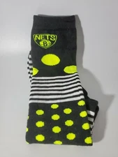 New Jersey Brooklyn Nets NBA Basketball Black And Neon Size Medium 5-10 Socks 