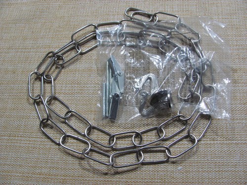 Modern Style Decorative Chain & 2 Hooks Hanging Swag Lamp Plant 55" Chain Silver