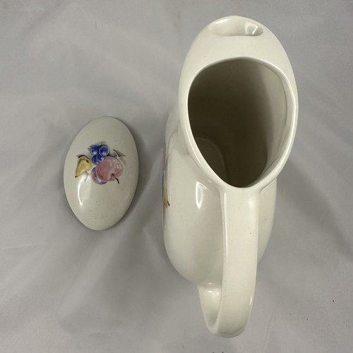 Vintage Knowles Utility Ware White Milk Pitcher with Fruit Pattern and Lid - Picture 6 of 8