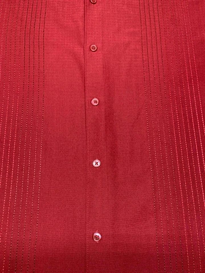 Cubavera Mens Lounge Button Front Long Sleeve Red Polyester Shirt X Large XL - Image 2 of 4