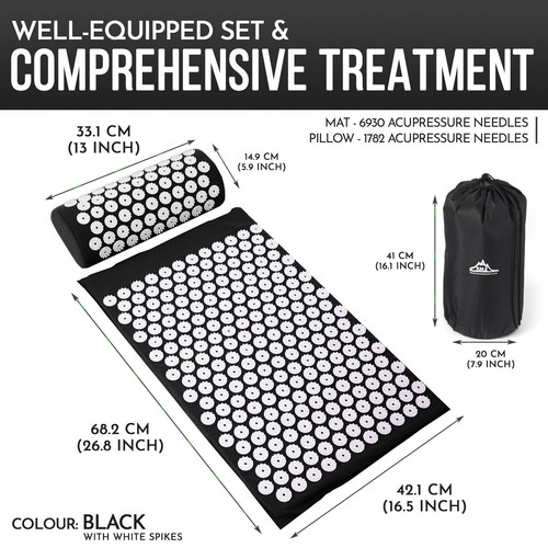 Acupressure Massager Cushion Mat Set Body Pain Relieve Mat and Pillow Inc Bag - Picture 66 of 73