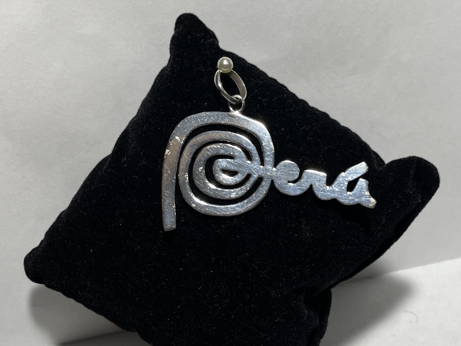 Artisan Peruvian Logo Pendant - Solid 950 Sterlin… - image 1