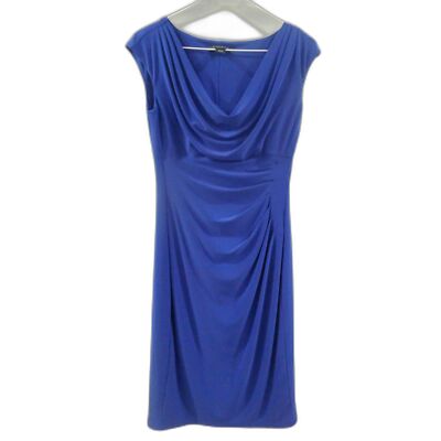 Lauren Ralph Lauren Jersey Cowl Neck Ruched Dress- Cobalt Blue