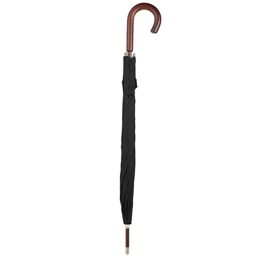 Tote's Men's Eco Auto Open Wooden Handle J Stick Umbrella Black - Picture 2 of 7