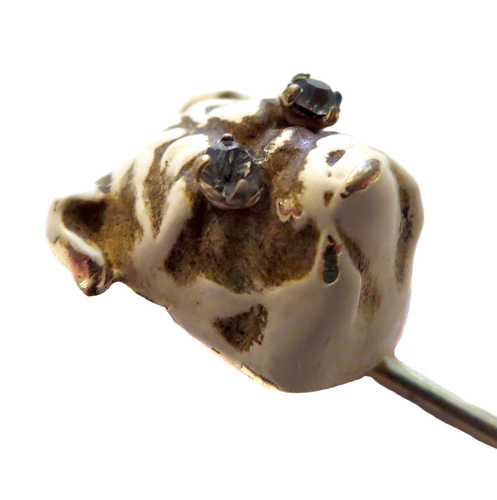 BULLDOG Enamel ANTIQUE Victorian STICKPIN - Picture 4 of 8