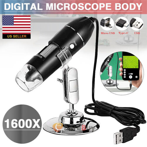 USB Microscope, Digital Handheld 1000X/1600X Magnification Endoscope Mini Video