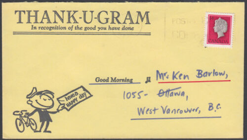Vancouver, BC 1978 Thank-U-Gram illustrated advertising cover - Zdjęcie 1 z 2