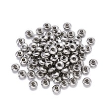 100 pcs Flat Round 304 Stainless Steel Bead Spacers Steel Color 6x3mm Hole 2mm