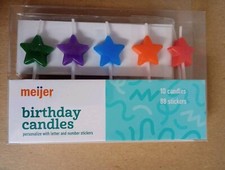 10 Star Shaped Birthday Candles And 88 Stickers Personalized Letters And Numbers