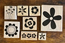 Stampin Up Flower Lot Of 8 Wood Mounted Rubber Stamps Various Sizes Great Cond.