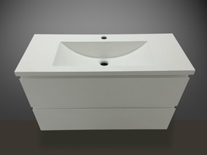 Bathroom Narrow Vanity Unit 860mm Polyurethane Wall Hung With Polymarble Basin Ebay