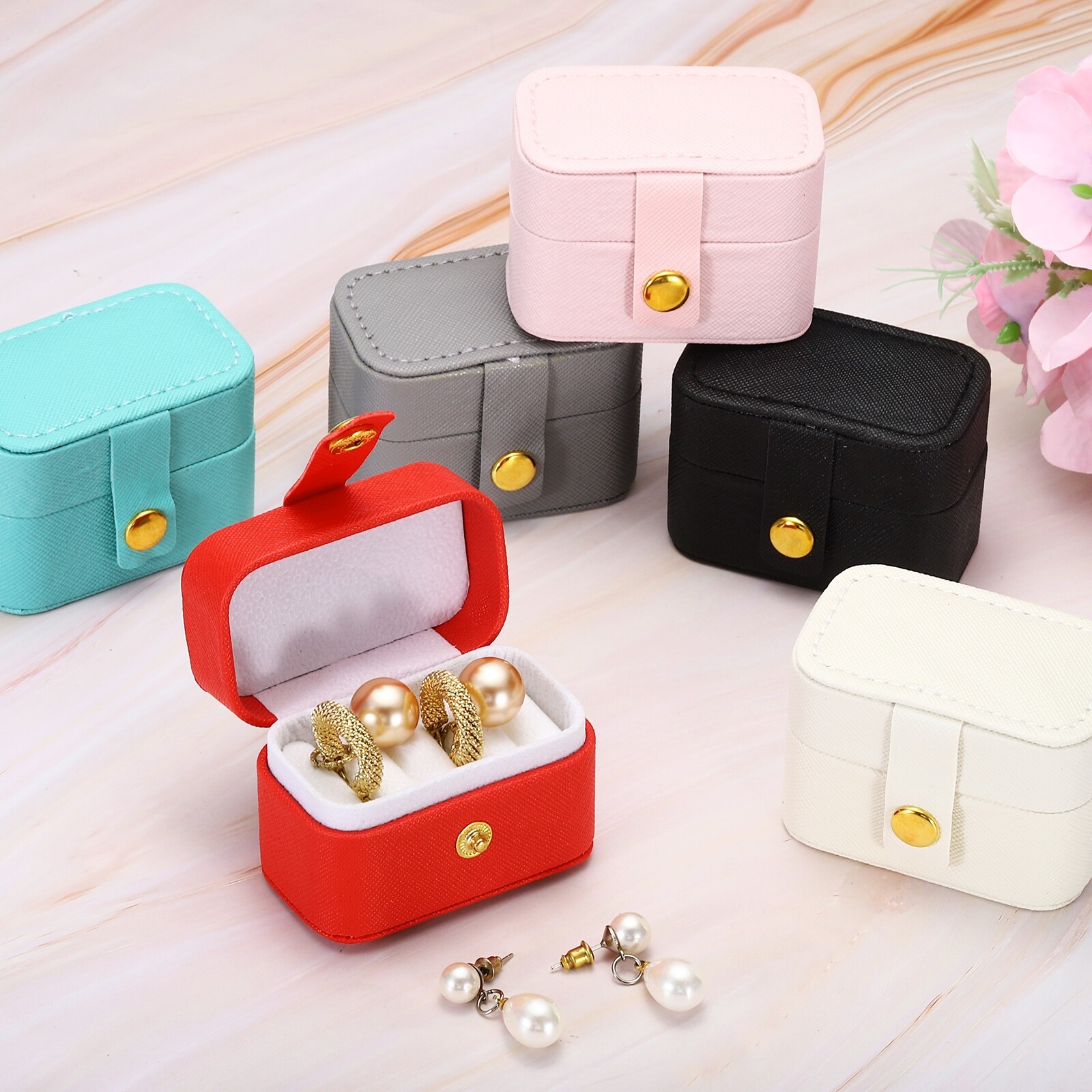 Velvet Ring Box, 2 Pack Travel Ring Box Jewelry Holder Jewelry Case