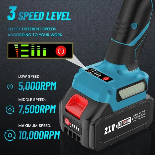 SEESII 21V Brushless Cordless Angle Grinder Kit 4-1/2" Discs 2x 4.0Ah Battery - Picture 4 of 9