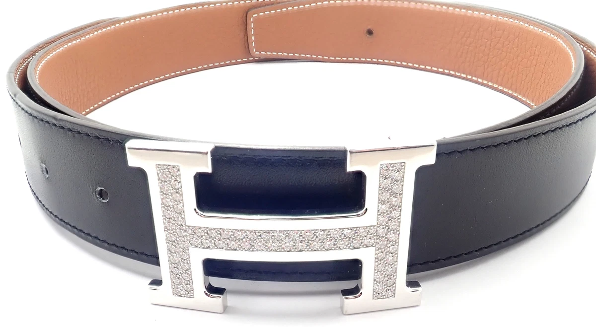 Hermes 18K Gold 'H' Buckle Reversible Belt