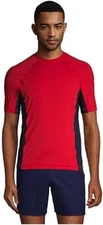 NWT Lands' End Men's Crew Neck Short Sleeve Rash Guard Red UPF 50 M $60 FLI158