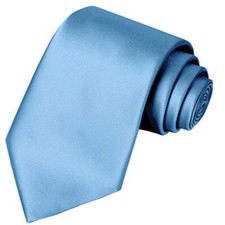 63'' XL Tie Mens Extra Long Solid Satin Necktie For Big And Tall Men Sky Blue