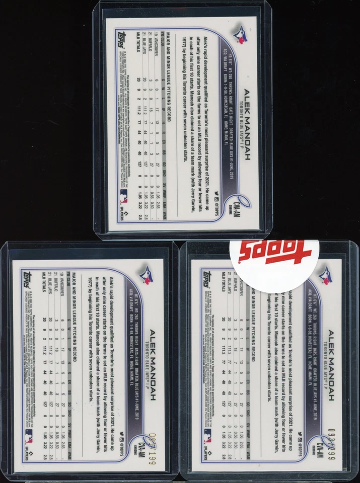 2022 Topps Chrome ALEK MANOAH autograph auto SET OF THREE - Image 2 of 2