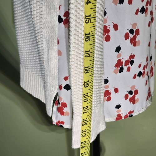Ann Taylor LOFT Mixed Media Texture Floral Back Sweater XS Ivory Casual Twee - Picture 6 of 10