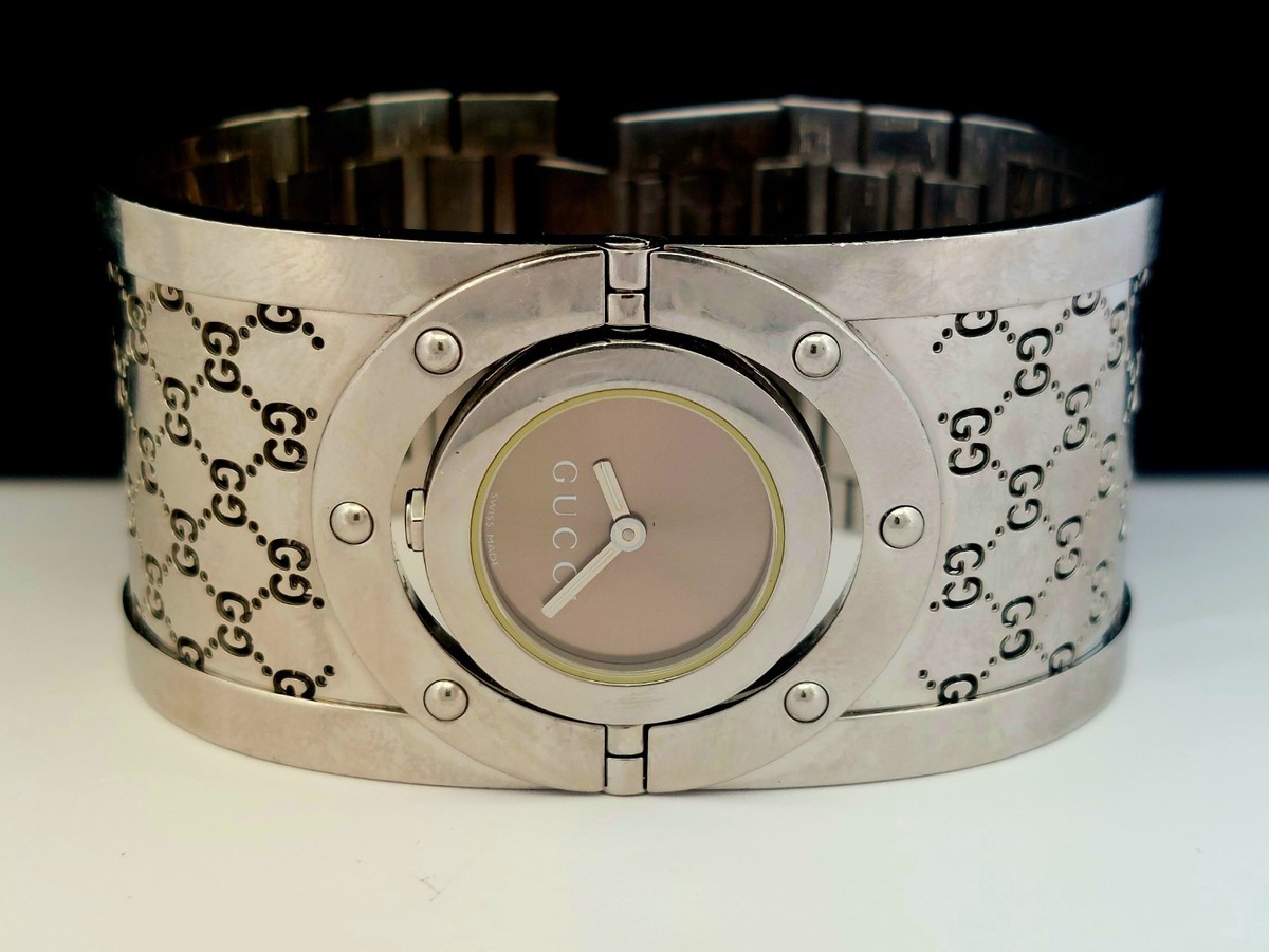 GUCCI Bronze Dial Twirl 112 Stainless Steel Lady' 23mm Quartz Cuff