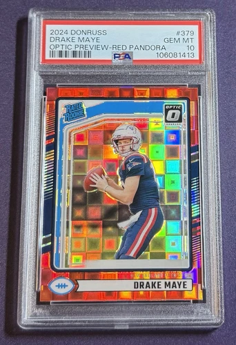 Drake Maye 2024 Panini Donruss Optic Preview RED PANDORA PRIZM Patriots PSA 10