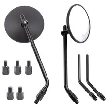 Motorcycle Mirror Round 4 Long Short Stem 8mm 10mm Universal Side Black