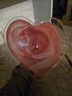 Vintage Lavorazione Arte Murano Glass Heart Bowl