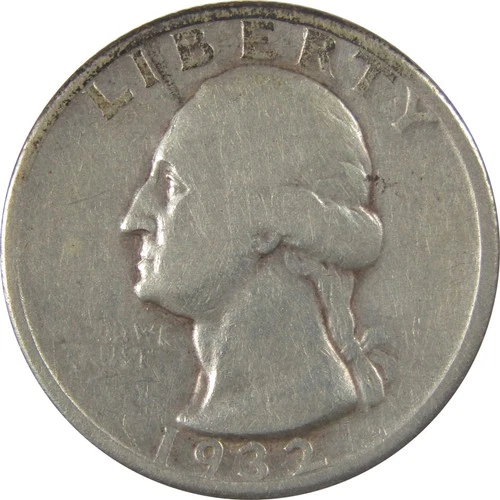 1932 D Washington Silver Quarter F Fine 25c Coin SKU:I25174