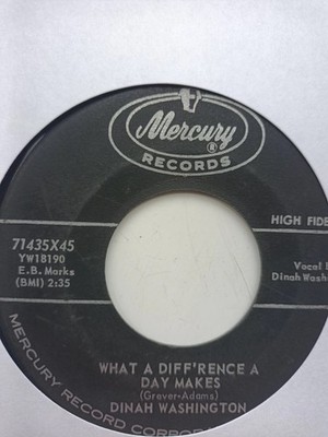 DINAH WASHINGTON 7'' 45 RPM ''What a Difference a Day Makes'' & ''Come on Home''