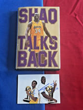 x2 Shaquille O'Neal signed book Shaq Talks Back book & 4x6 Photo KOBE