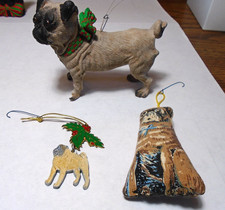 3 Pug Christmas Tree Ornaments