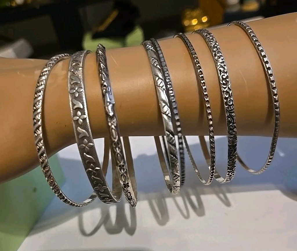 Sterling Silver Lot Stackable Bangle Bracelets & … - image 2