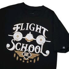 Fully Laced Flight School Size Medium USA Made Mens Black Airplane T-Shirt