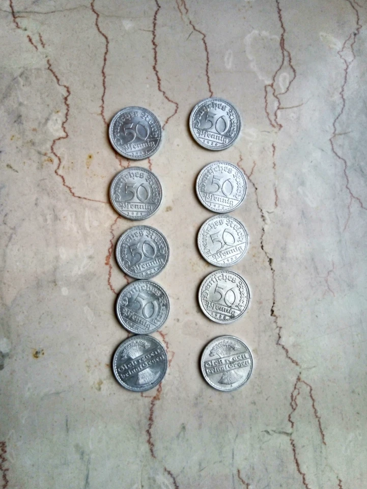 10x50 Reichspfennig von 1920-21 - Bild 1 von 1